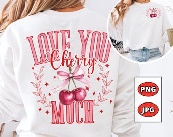 Retro Cherry Valentine PNG: Coquette Sublimation Design (Digital Download)