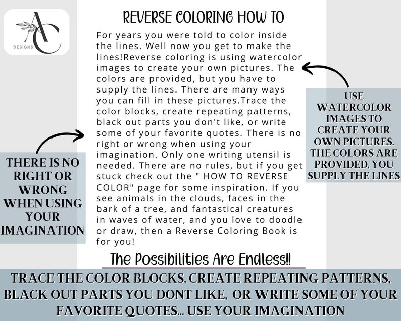 Reverse Watercolor Coloring Book: Abstract Designs for Stress Relief ...