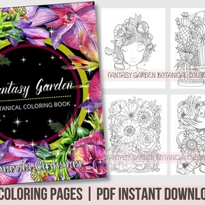 Secret Garden Coloring Book,  Botanical Coloring Printable Color Book, Floral Nature Coloring Page,  Adult Flower Coloring Book, Colouring