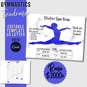 Gymnastics Fundraiser editable Canva Template, Gymnastics Team Fundraiser Printable, Gymnastics Club Fundraiser Forms, Fill in fundraiser