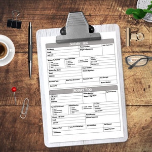 Printable Notary Log Journal for Notary Public , Notary Record Book ...