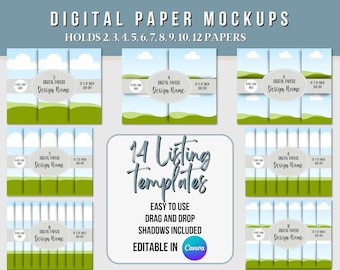 Paquete de maquetas de papel digital: 14 plantillas editables de Canva (descarga digital)