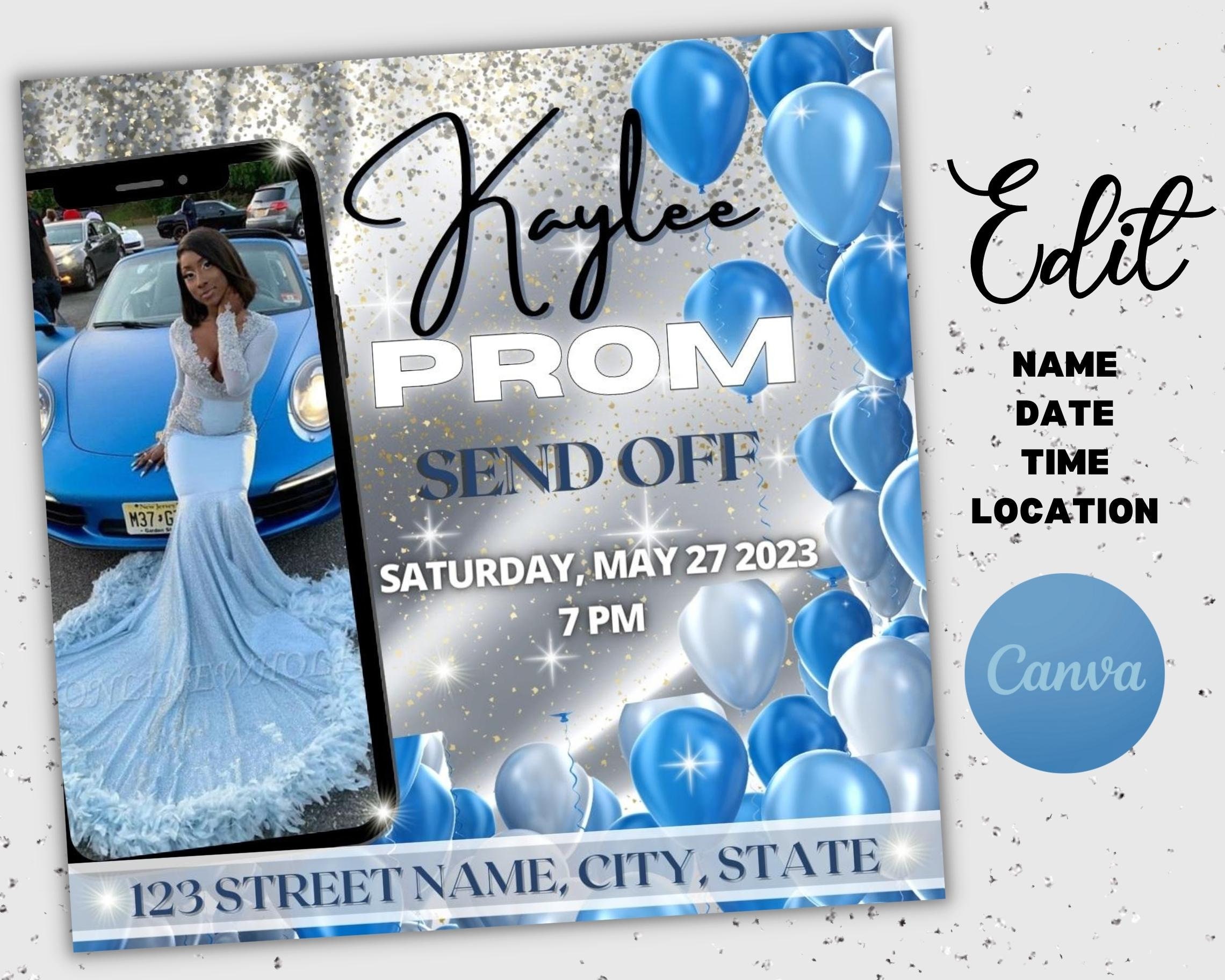 Prom Send off Flyer, Prom Flyer Canva Template, Editable Party Flyer Prom Send off Flyer, Prom Flyer Canva Template, Editable Party Flyer