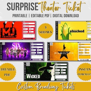 Personalized Theatre Ticket | Event Ticket | Surprise Voucher | Musical Ticket | Broadway | Souvenir Ticket | Memorabilia