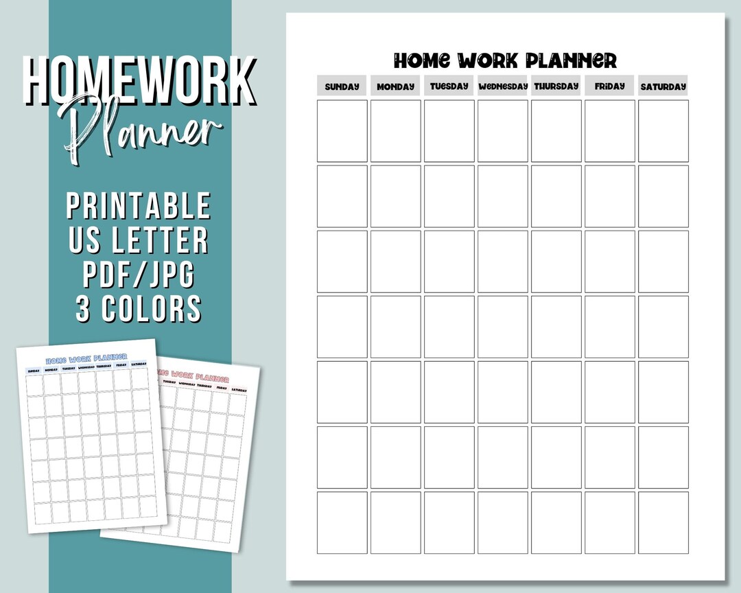 Homework Tracker Printable: School Assignment Checklist (PDF Download ...