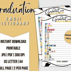 Emoji Pictionary Graduation Party Game: Printable Activity (Digital Download)