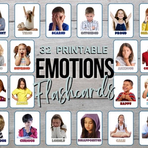 Kids Emotions Flash Cards, Emotions flashcards Montessori Printable, Mental Health Cards Teaching Resources,  Montessori Toddler Activities