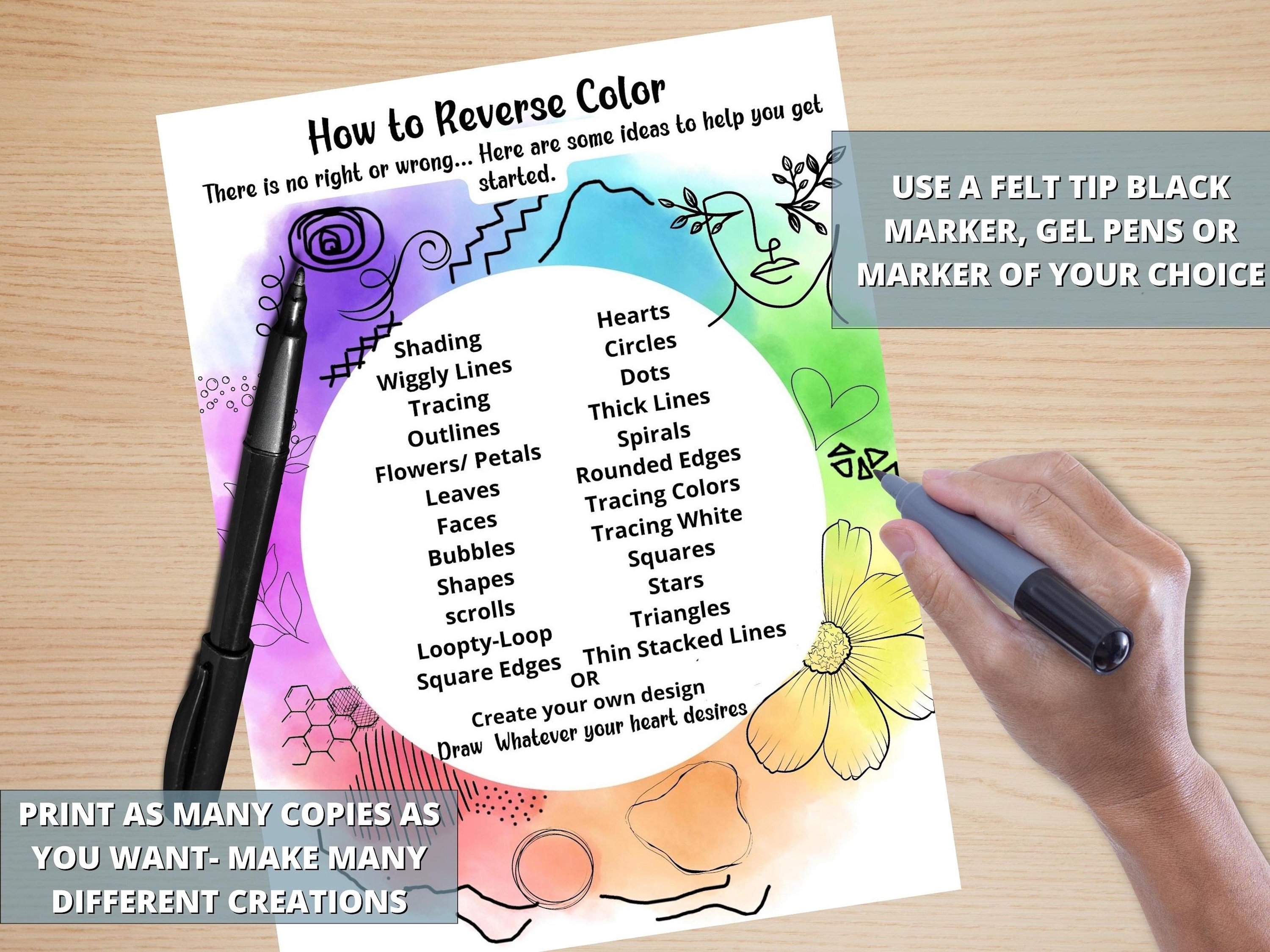 Backwards Coloring Digital Coloring Book PDF for Stress Etsy