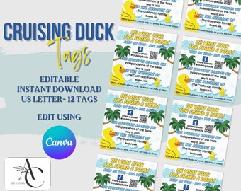Cruising Duck Tags: Editable Cruise Ducks Template (Digital Download)