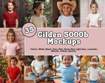 Kids T-Shirt Mockup Bundle: Gildan 5000B Youth Shirt (Digital Download)