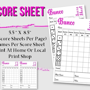 Bunco Score Sheet, Bunco Tally Sheet, Bunco Printables, Bunco Bundle ...