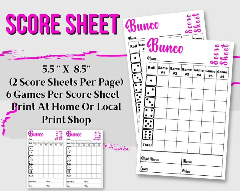 Bunco Table Tally Printable
