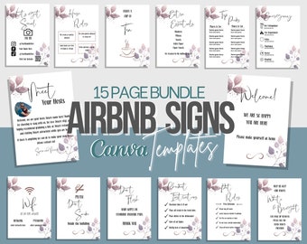 Printable Airbnb Sign Bundle, Vacation Rental Printables, Airbnb Host Canva Template, Airbnb and VRBO Signs, Airbnb Welcome Sign Checklist