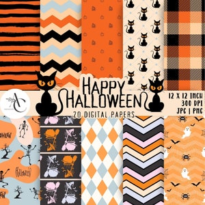 Halloween Digital Paper Pack, Pastell Halloween Nahtlose Muster, Pink Halloween Scrapbook Papier, Halloween Clipart Grafik Tapete