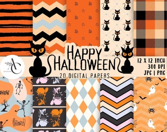 Pastel Halloween Digital Paper Pack, Seamless Patterns (Digital Download)