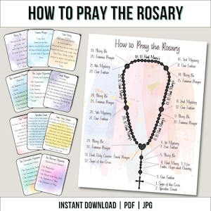 Come pregare il Rosario stampabile, Carta di preghiera del Santo Rosario, Catechismo, Educazione religiosa stampabile cattolica, Ave Maria, Credo degli Apostoli