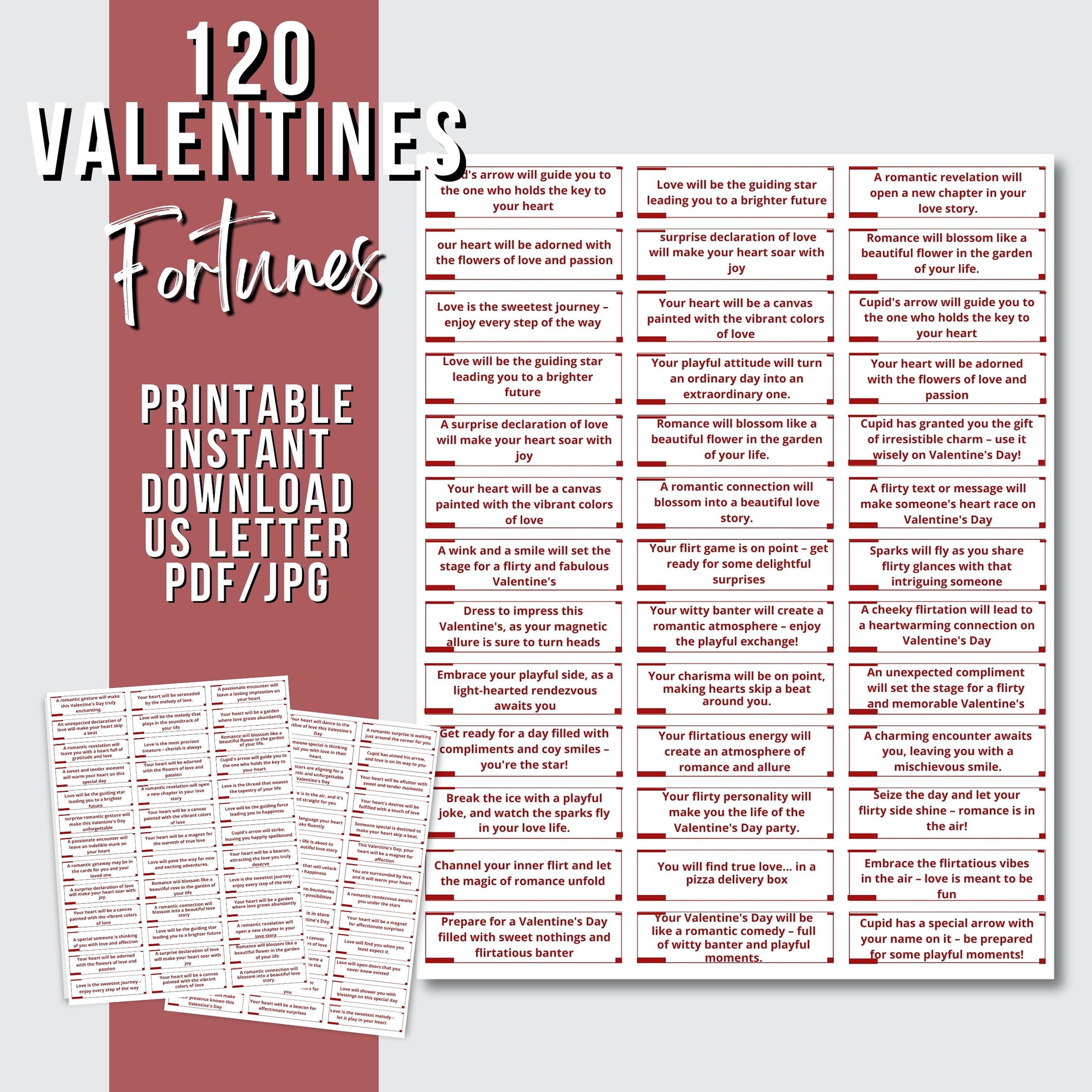 Printable Fortunes for DIY Fortune Cookie, Custom Party Favors Chinese ...