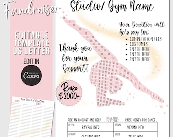Gymnastics Fundraiser Template: Editable Team Donation Forms (Canva)