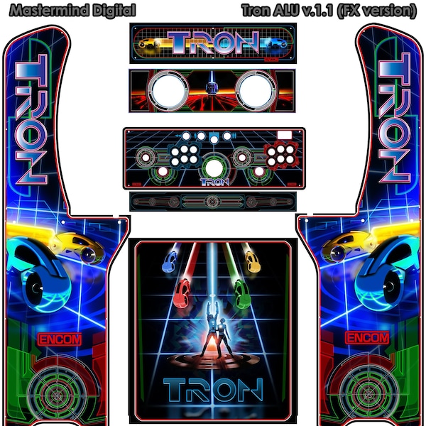 Tron Arcade Cabinet Graphics for ALU 1.1 (FX Version) Digital Files Only