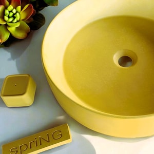 Colorful Concrete Sink, Smooth Surface Cement Washbasin, Water Repellent Bathroom or Cafe Basin, Handmade Decorative Basin