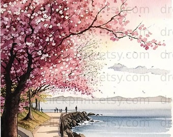 PRINTABLE Landscape Art Japanese Cherry Blossom Scenic - Etsy