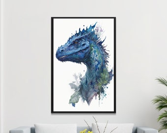 Jurassic Dreams: A Fantasy Printable Wall Art of Dinosaurs in Watercolor