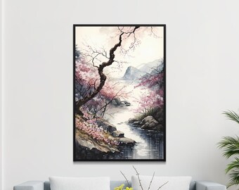 PRINTABLE Landscape Art Japanese Cherry Blossom Scenic - Etsy