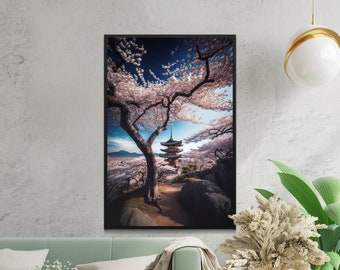 PRINTABLE Landscape Art Japanese Cherry Blossom Scenic - Etsy