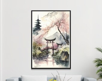 PRINTABLE Landscape Art Japanese Cherry Blossom Scenic Fantasy Art ...