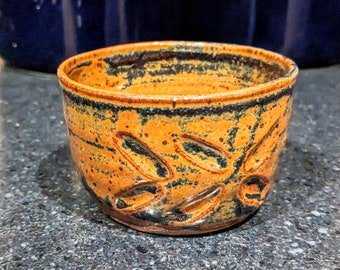 Handgemachte Keramik Auflaufform, Braune und Blaue Steinzeug Schüssel