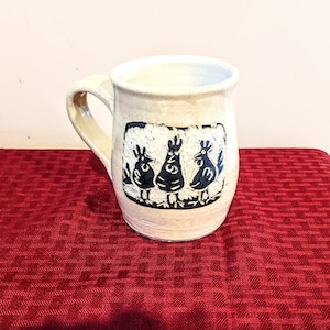 Handmade Golden Yellow Chicken Coffee Mug, Ceramic Sgrafitto Cup, Rustic Wheel Thrown Coffee Cup, Animal Lover Mug, Coffee Lover Gift, 12 oz
