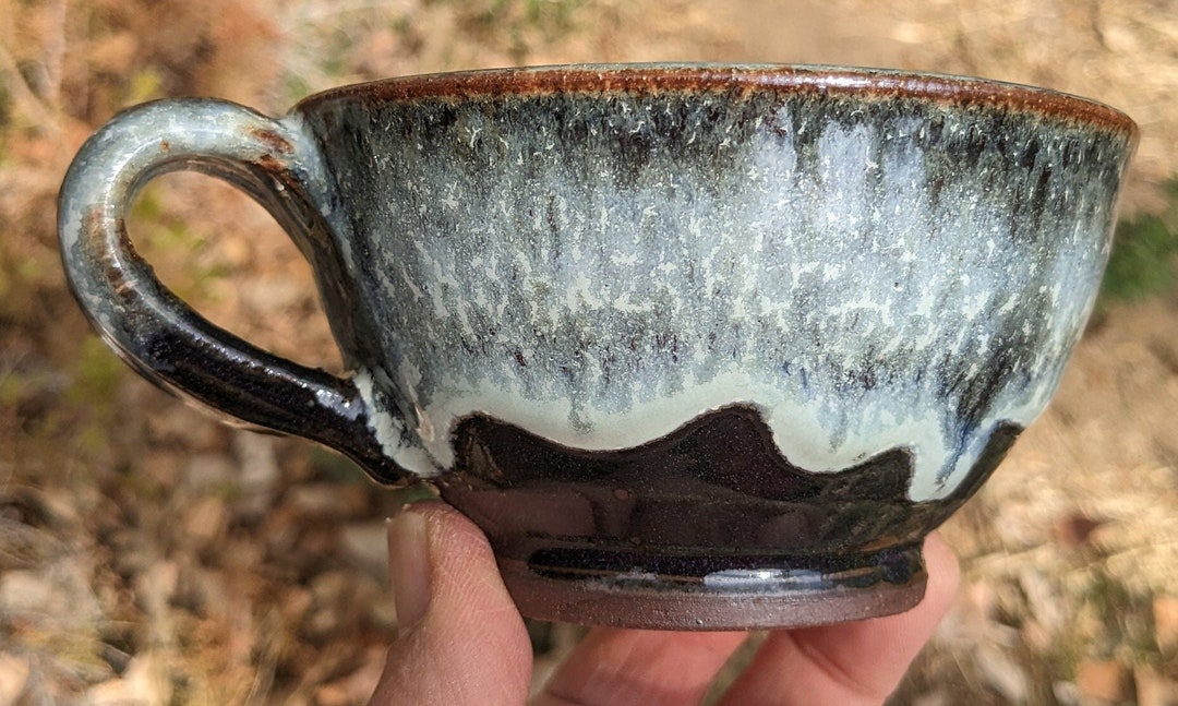 Handmade Blue and White Drippy Glazed Coffee Mug Ceramic Cup Etsy