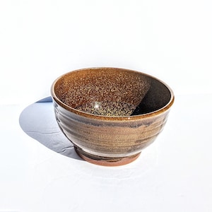 Gold and Brown Ceramic Bowl, Wheel Thrown Handmade Stoneware Medium Bowl, Cereal Bowl, Soup Bowl, Ice Cream Bowl