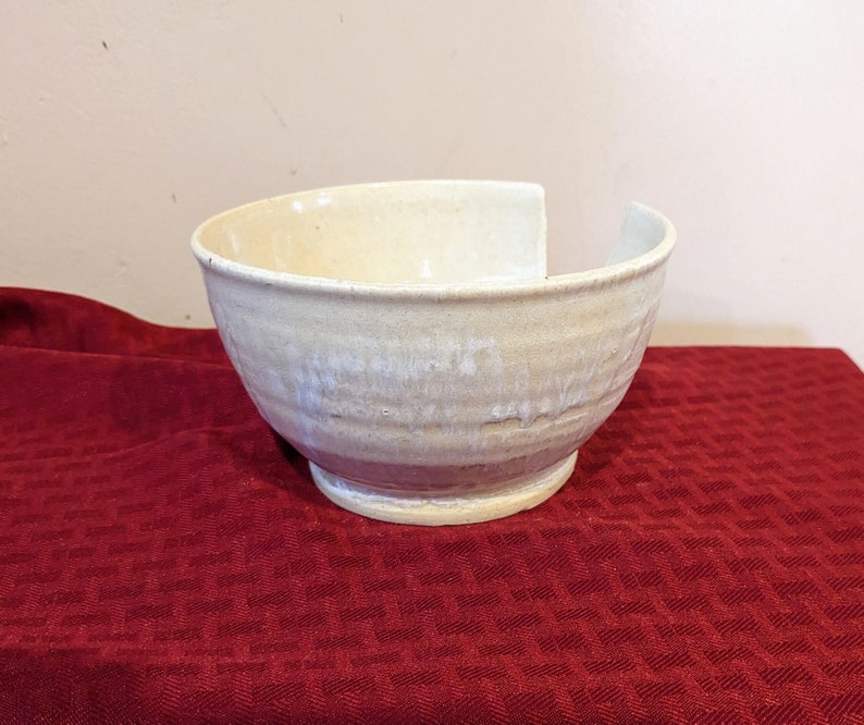 White Yarn Bowl, Ceramic Yarn Bowl, Knitting Bowl, Wheel Thrown Bowl, Wool Bowl, Knitting and Crochet Accessory, Gift for Knitters image 5