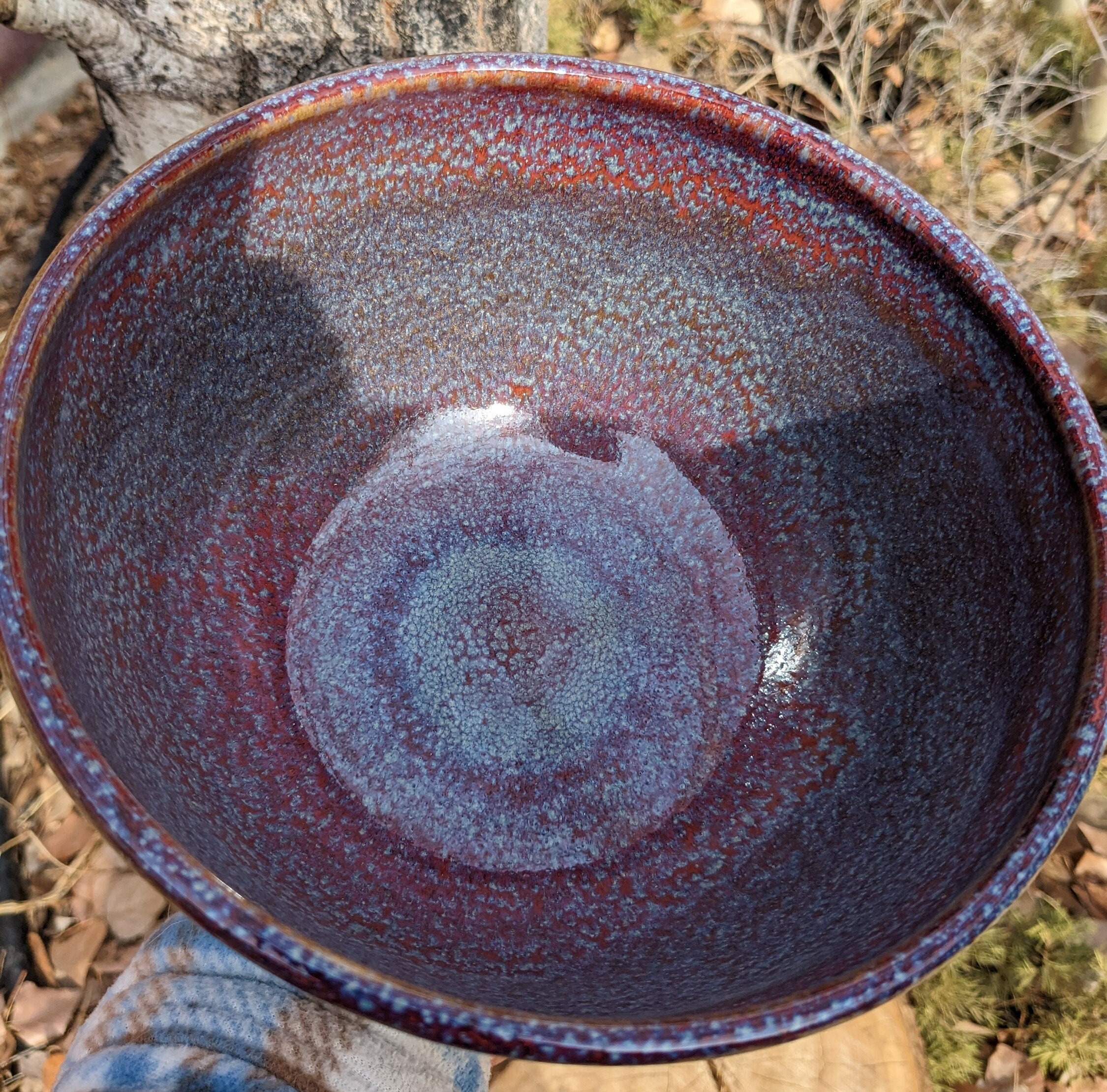 Red and Blue Pottery Bowl, Ceramic Bowl, Hand Thrown Stoneware Bowl