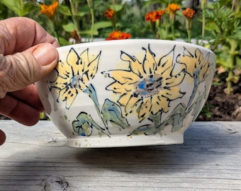 Handmade Ceramic Sunflower Ice Cream Bowl
