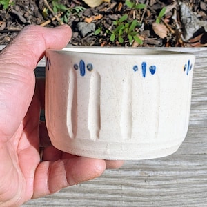 Handmade White and Blue Stoneware Ramekin, Wheel Thrown Mini Casserole image 2