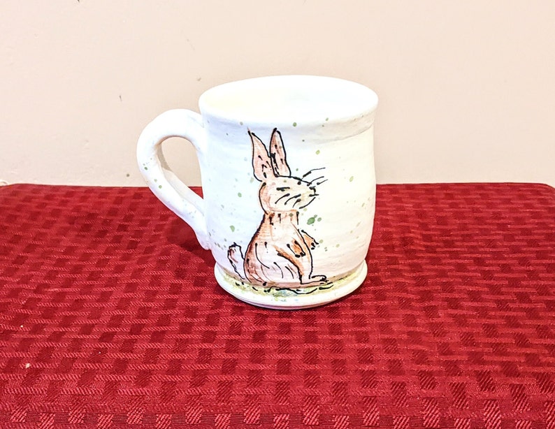 Rabbit Coffee Cup, Bunny Mug, Animal Cup, Hand Painted Cup, Great Gift