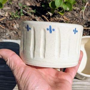 Handmade White and Blue Stoneware Ramekin, Wheel Thrown Mini Casserole image 5