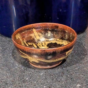 Gold and Brown Ceramic Bowl, Wheel Thrown Handmade Stoneware Medium Bowl, Cereal Bowl, Soup Bowl, Ice Cream Bowl, Handmade Pottery Bowl