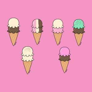IJshoorntje 3 inch matte stickers / vanille, chocolade, aardbei en munt Leuk briefpapier