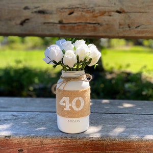 40th Birthday Table Decorations, 40th Birthday Gift, Birthday Table Centrepiece, 40th Birthday Flowers personalised, Rustic vintage décor.