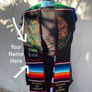 custom embroidered graduation stole zarape style