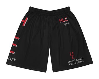 Henri Lamb Collection (Sommer/Frühling/Herbst) weiß, schwarz, rot und grau Active Wear Shorts (AOP).