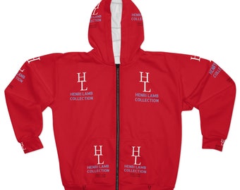 Henri Lamb Collection (spring/fall/winter) Jacket Designer Red, White and Blue and Unisex Zip Hoodie (AOP) gifts for him and her