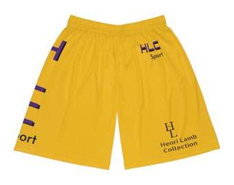 Henri Lamb Collection (Sommer/Frühling/Herbst) violett schwarz gold Active Wear Shorts (AOP).