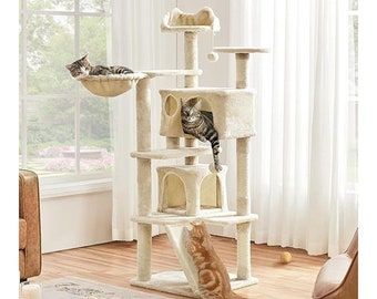 Cat Scratching Post Sisal Cat Scratcher Interactive Cat Bed for Indoor Kitten Tower Cat Furniture Cat Tree Climbing Post Cat Luxury Condo