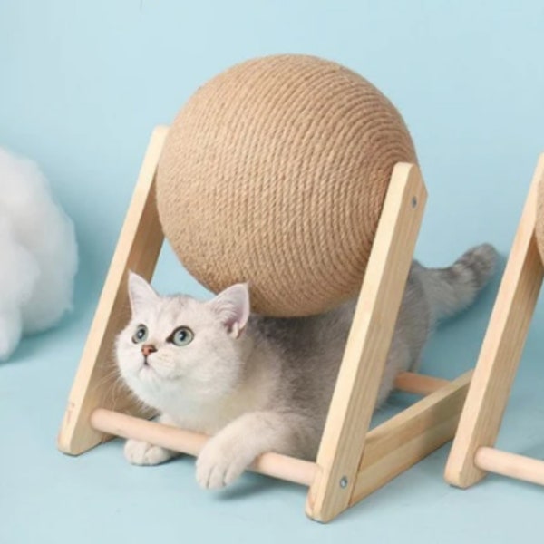 Scratching Ball Toy for Cat with Sisal Rope Cat Scratcher Interactive Cat Toy for Indoor Kitten Cat Corner Furniture Cat Climbing Frame Ball