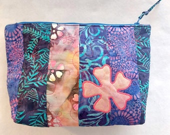Cosmetic  Travel  Toiletry  Bag  Zippered  Cotton  Batik  Reusable  Free Shipping