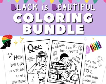 Black is Beautiful Coloring Pages Bundle Featuring Quote Coloring Pages of Black History Figures